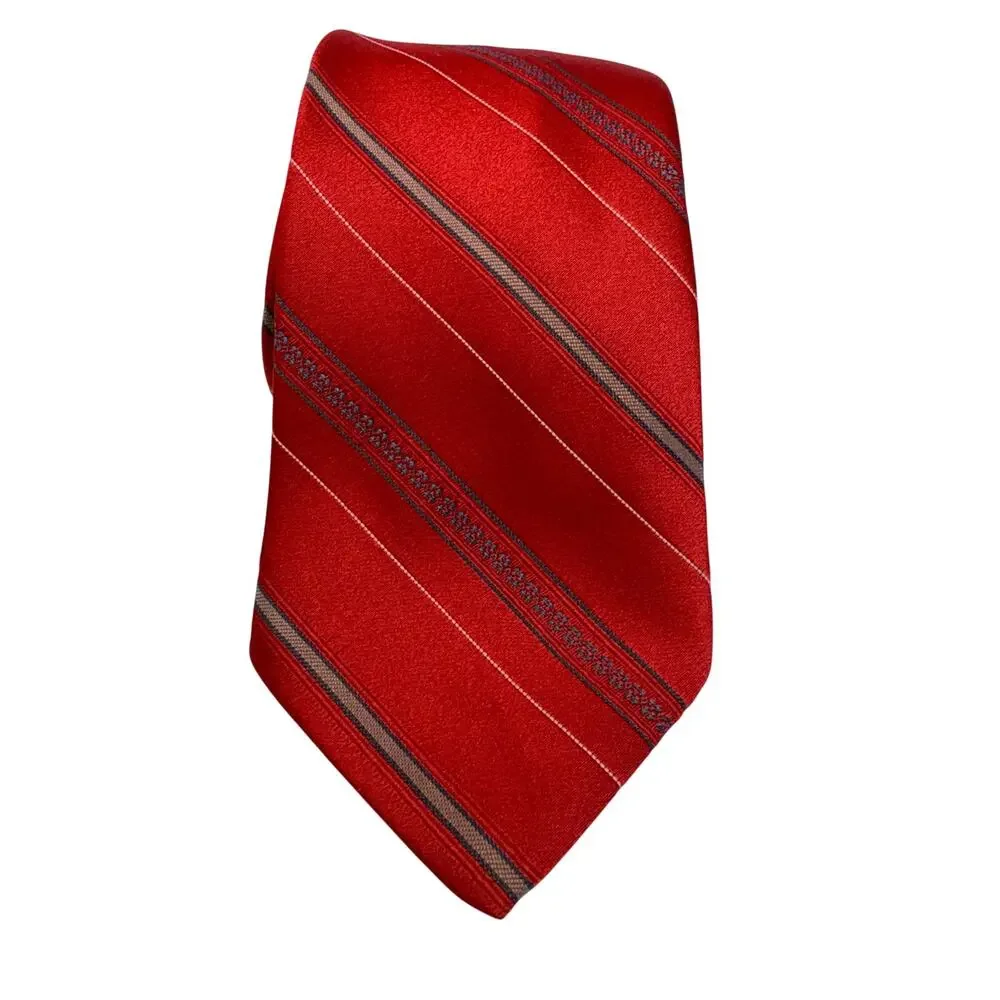 Ketch Men's Striped Red and Gray Classic Tie